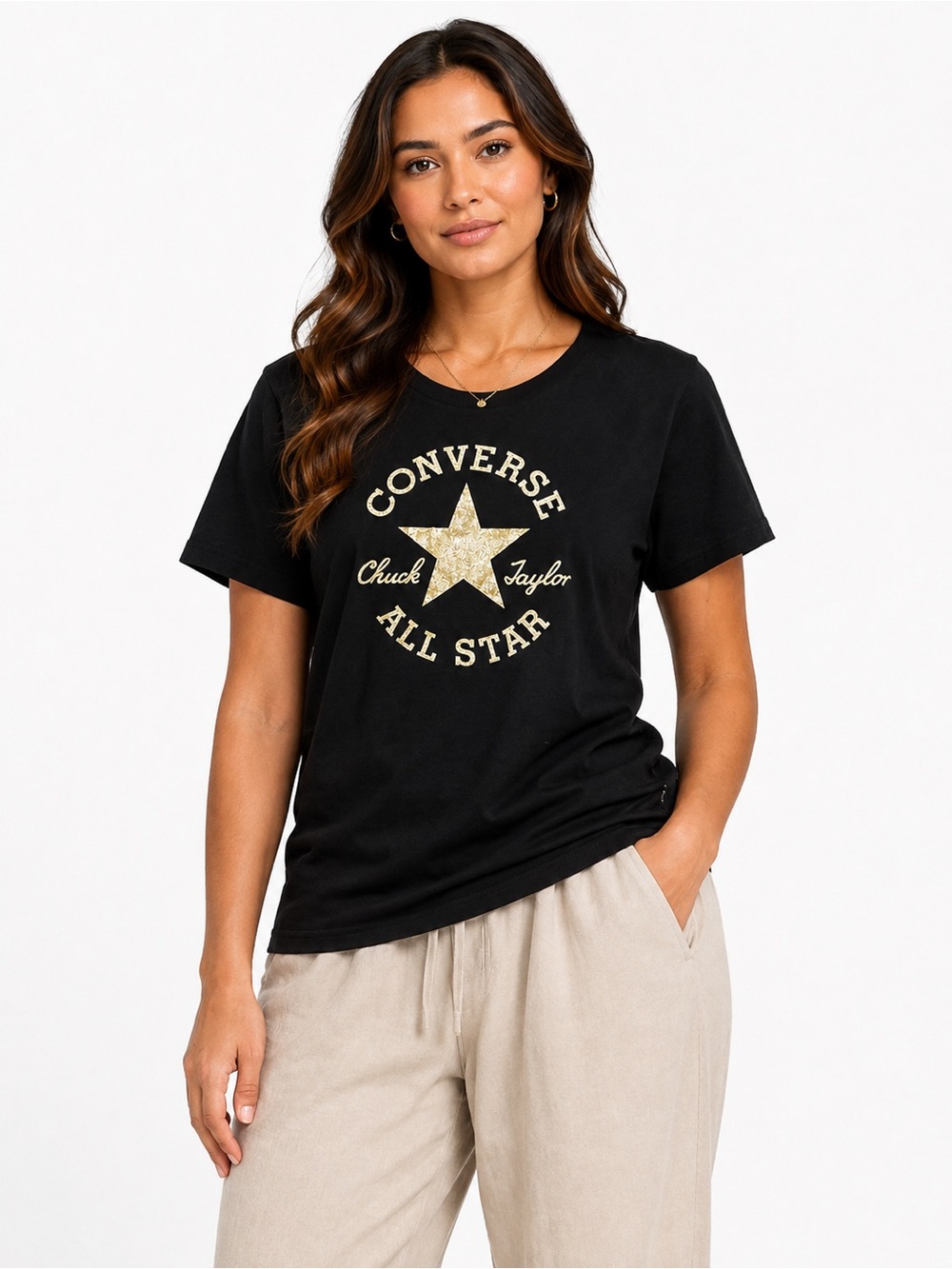 Converse Black Tee with Gold All Star Logo